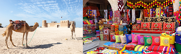 카타르에서는 사막 투어와 다양한 쇼핑이 가능합니다.